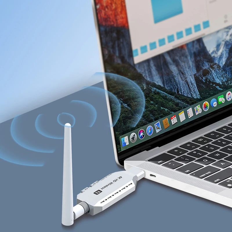 موسع لاسلكي 5.8G 50M 4K - طقم جهاز إرسال واستقبال الصوت والفيديو المتوافق مع محول دونجل للعرض اللاسلكي