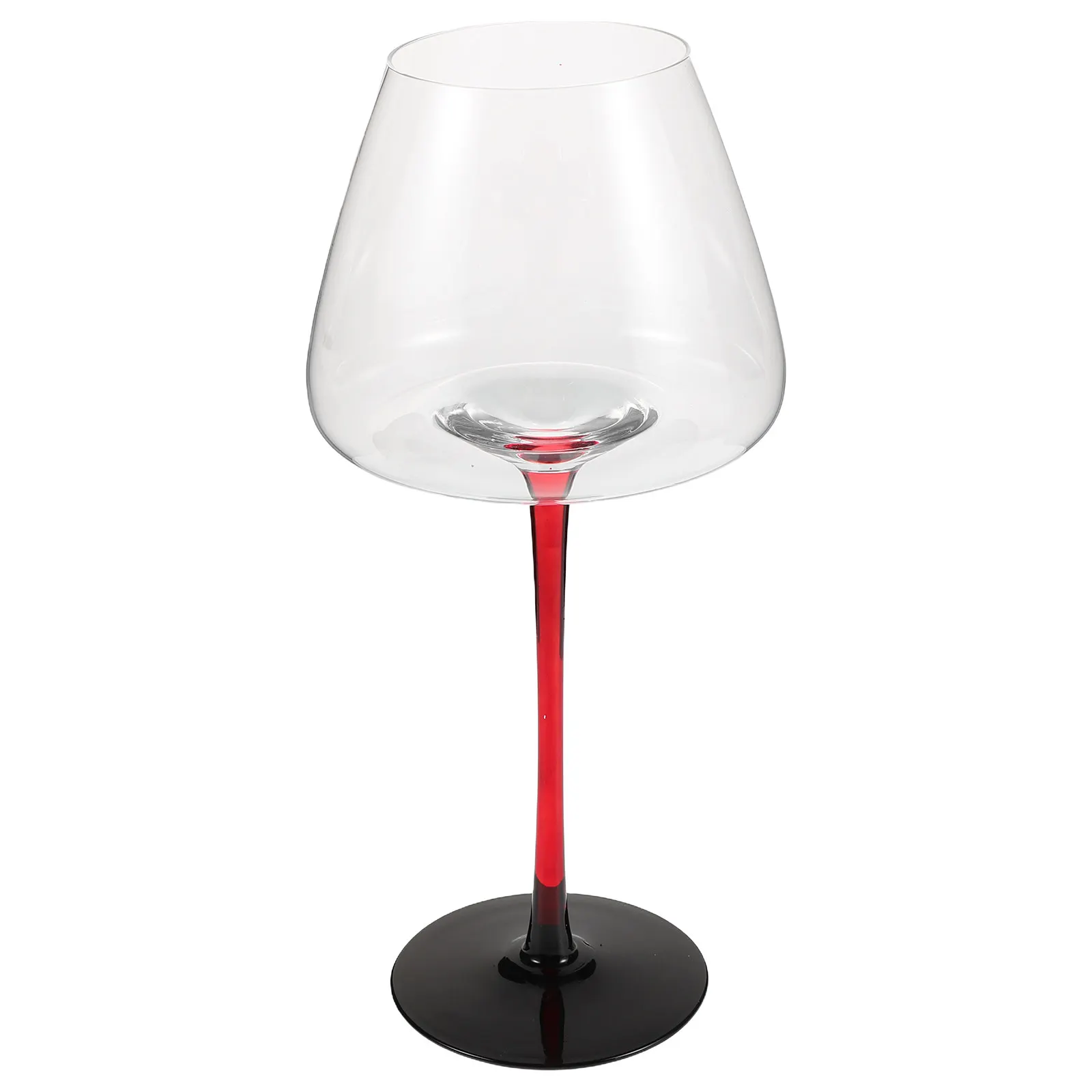 

Red Stem Burgundy Wine Glasses Tall Crystal Stemware Elegant Comfortable Grip Reusable for Wine Tasting Parties Celebrations