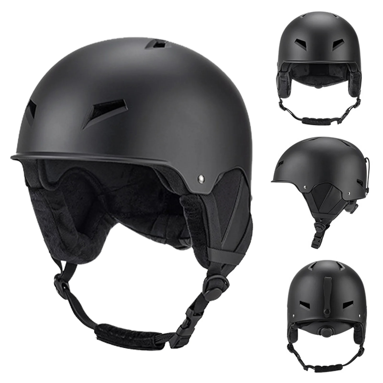 

Лыжный шлем, снежный шлем для взрослых и детей с подкладкой из АБС-пластика, съемный вкладыш, подушечки для ушей, съемный козырек, 8 вентиляционных отверстий, детский снежный шлем