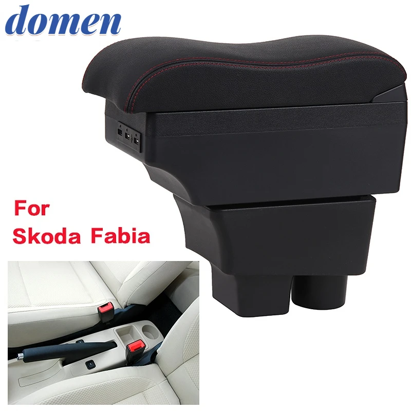 

For Skoda Fabia Armrest Box For Skoda Fabia 2 Car Armrest Box Interior Retrofit USB Ashtray Auto Parts 2008-2014