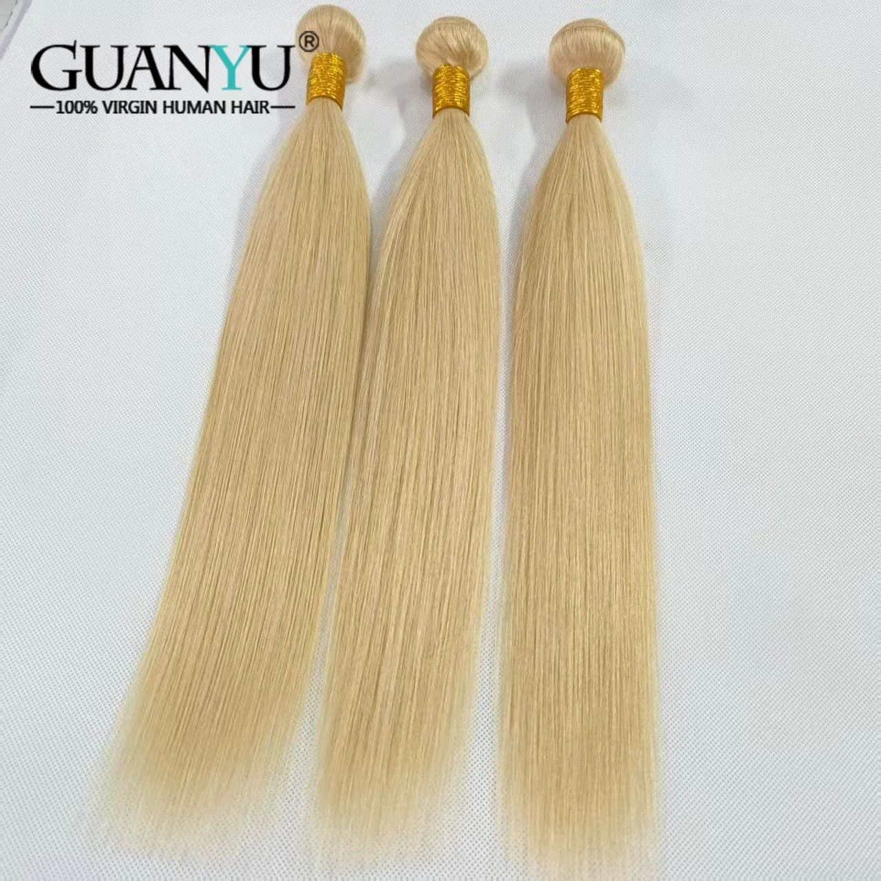 #28 Honey Blonde Straight Human Hair Bundles Extensions Brazilian 3/4 Bundles