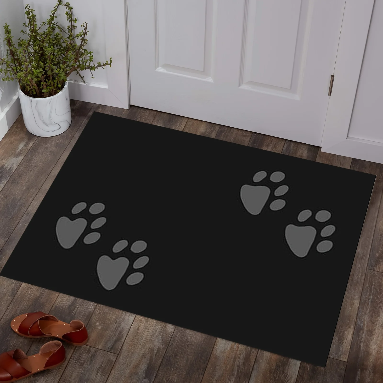 Dog Paw Print Dirt Trapper Doormat Tech Fabric Diatom Mud Machine Washable Absorbent Entryway Carpet Shoe Scraper Floor Mat Muddy Shoes Pet Paws Front Door Hallway Porch Indoor Entrance Home Decor Pet Friendly Home Decoration Housewarming Gift