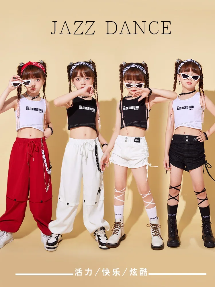 Jazz Hip Hop Wear for Girls Boys Dancewear Street Children Dance Wear Vest Pants Shorts Kids Ballroom Costumes Dancing Clothes