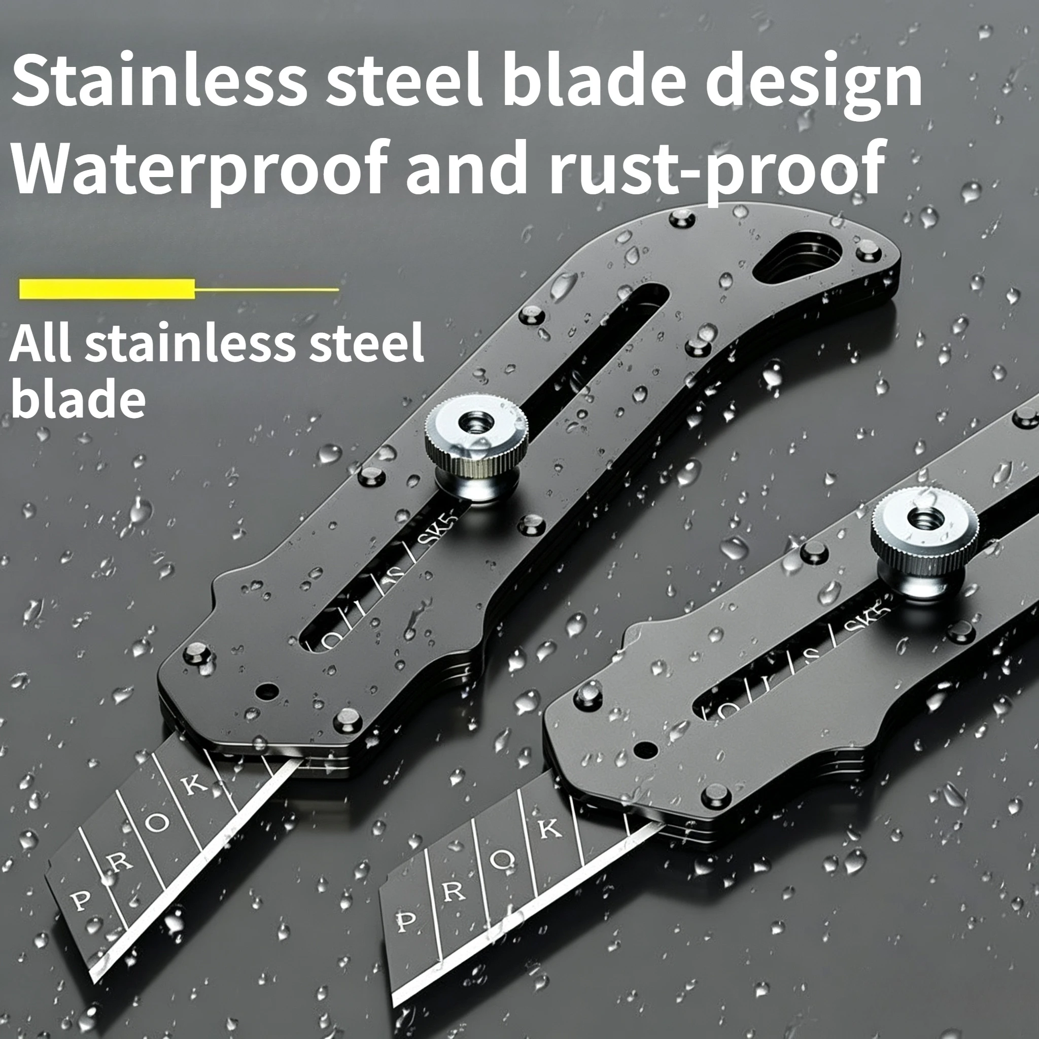 Heavy‑Duty All‑Steel Utility Knife, Durable SK5 Sharp Blades, Adjustable Blade Lock Design for Cutting Box, Paper, Household