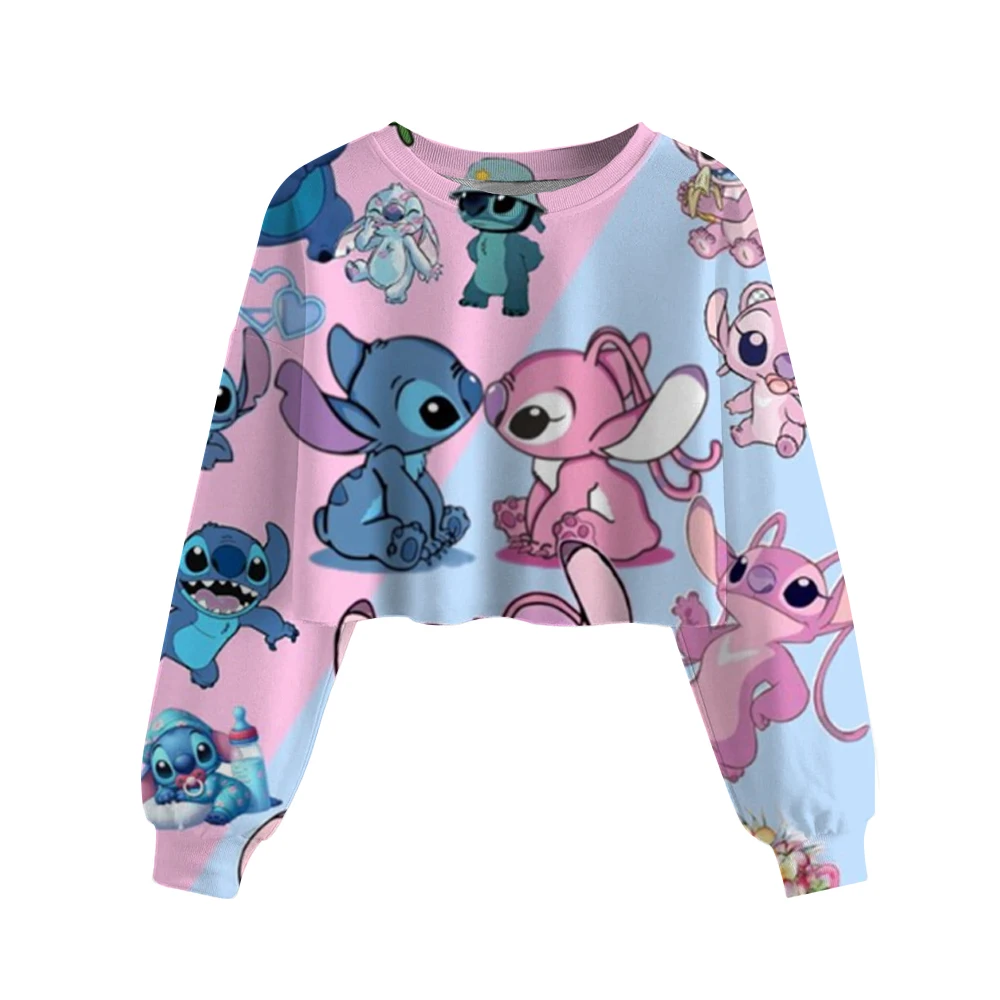 

Disney Stitch Tops Gift Round Neck Cute Kids Cartoon Tie-dye Clothing Girls Crop Pullover Tops Clothing Kids Clothes Sweatshirt