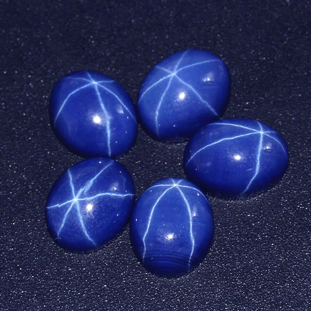 High Quality Star Sapphire Oval Cabochon Smooth Polished Surface Egg Shape Mohs Hardness 9 Star Sapphire Cabochon SC018