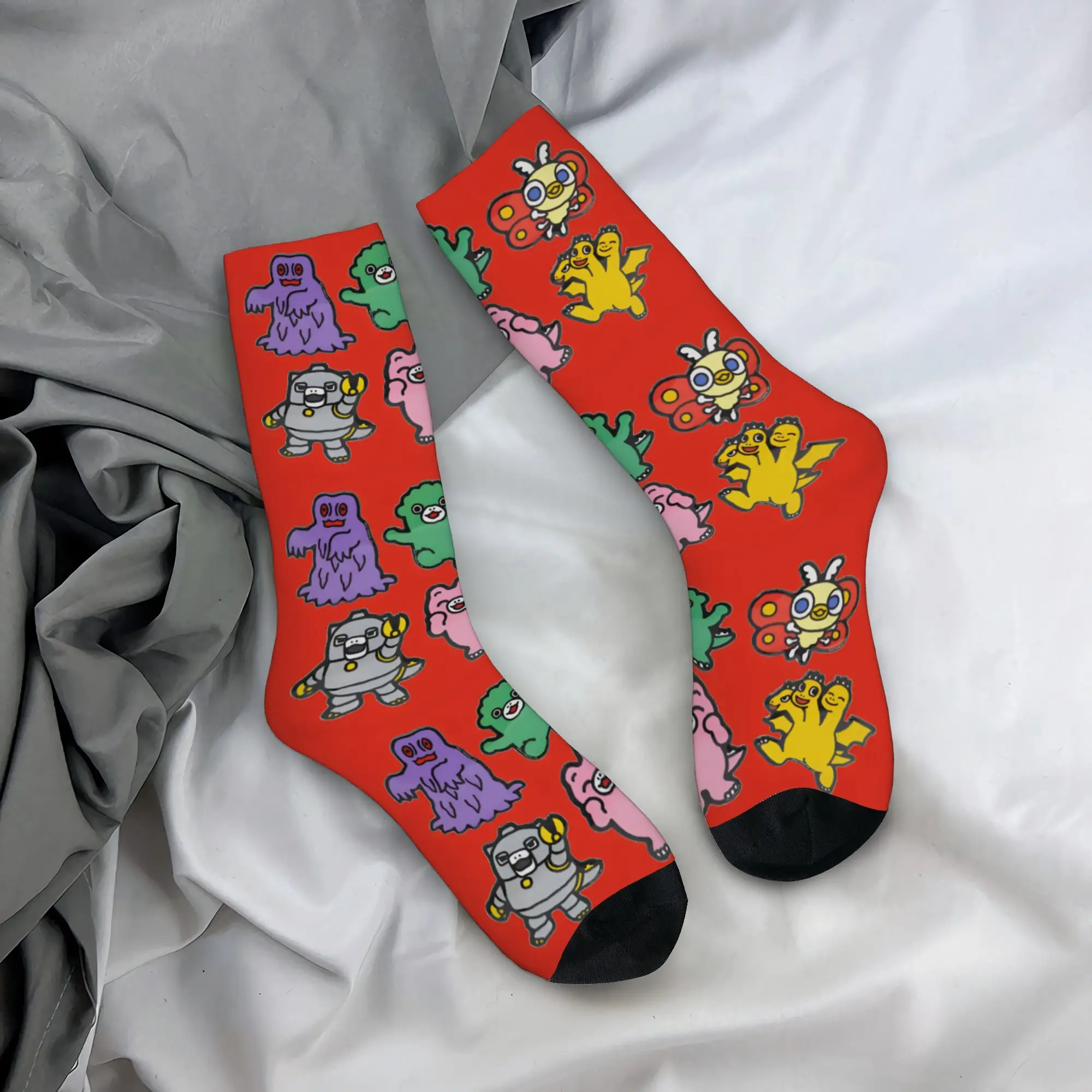 New Male Men Socks Harajuku Chibi Monster Raids Again Sock Polyester 90s Sport Women's Stockings Spring Summer Autumn Winter