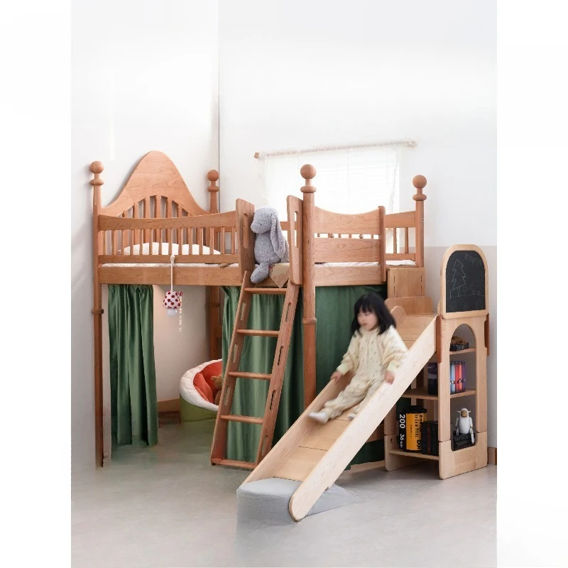 

Solid wood suspension bed Children's half-height bed Multifunctional boy and girl growth bed