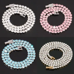 316L 4mm Stainless Steel Necklace For Women Men's Hip Hop Tennis Chain Necklaces Color Crystal Zircon Choker Necklace Jewelry