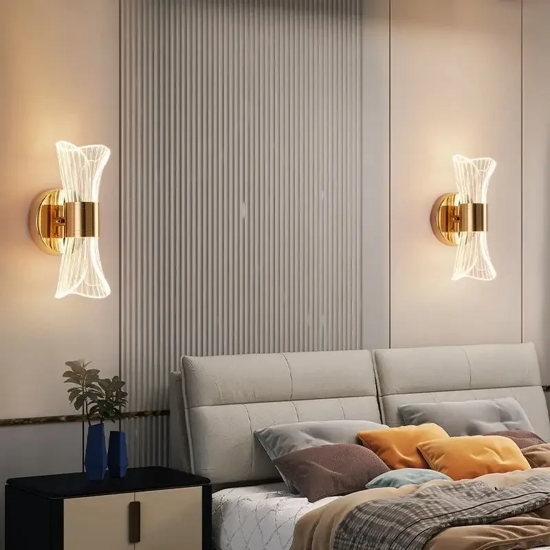 

Modern Luxury Gold Black Wall Lamp Creative Acrylic LED Wall Light for Aisle Sconce Living Bedroom Bedside Corridor Home Decor