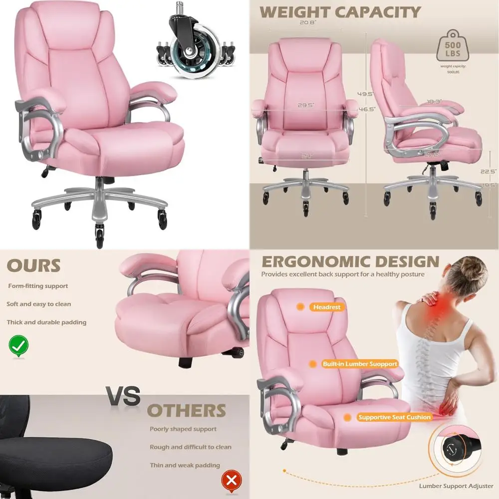 ergonomic high-back pu leather executive office chair with heavy duty construction and back support for big and tall users