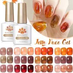 BORN PRETTY 10ml Translucent Jelly Amber Gel Nail Polish Nude Brown Varnish Semi Permanent UV LED Nail Art Vernis Manicure