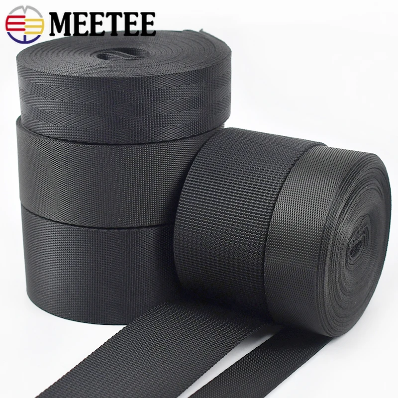 2/5Meters Nylon Black Webbing Tape 20/25/32/38/50mm Herringbone Pattern Backpack Strap Band DIY Belt Ribbons Sewing Accessories