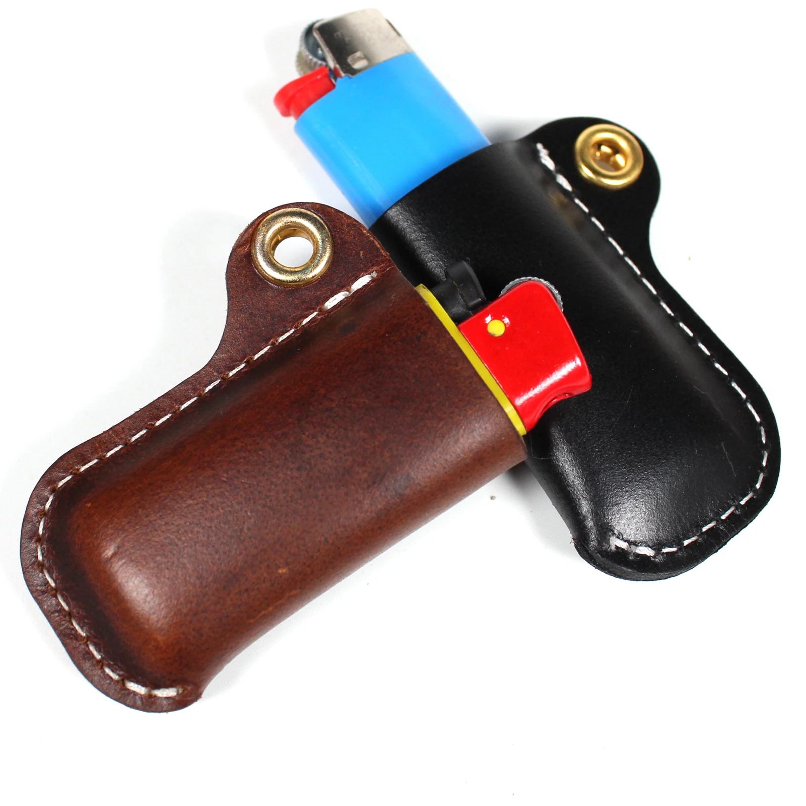 Handmade Genuine Cowhide Leather Lighter Case For Mini Bic&Cricket Lighters Pouches Sleeve Cover Holder Cigarette Accessories