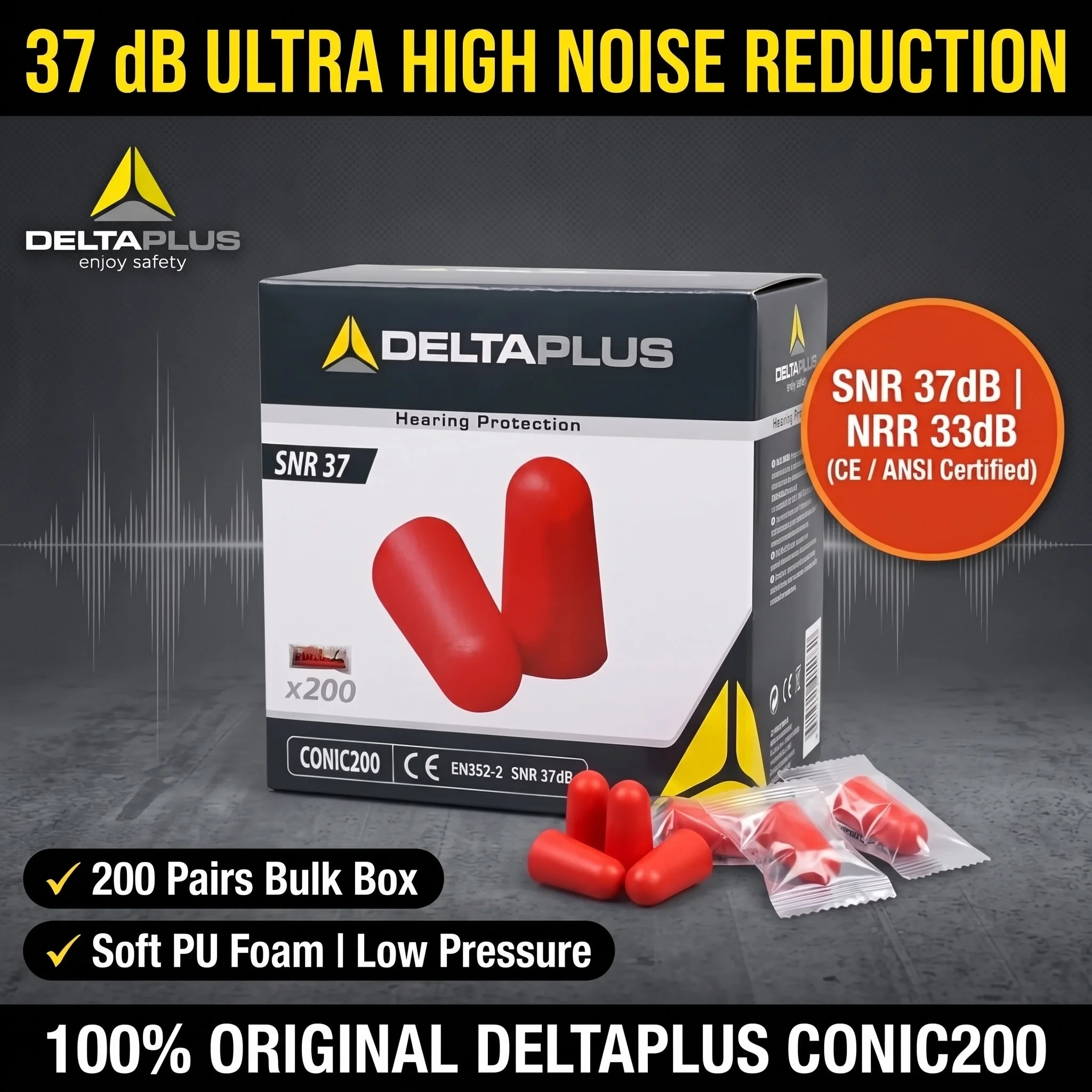 DELTAPLUS Foam Ear Plugs Noise Reduction Earplug Hearing Protection Industrial Ear Protection Tapones Auditivos De Seguridad