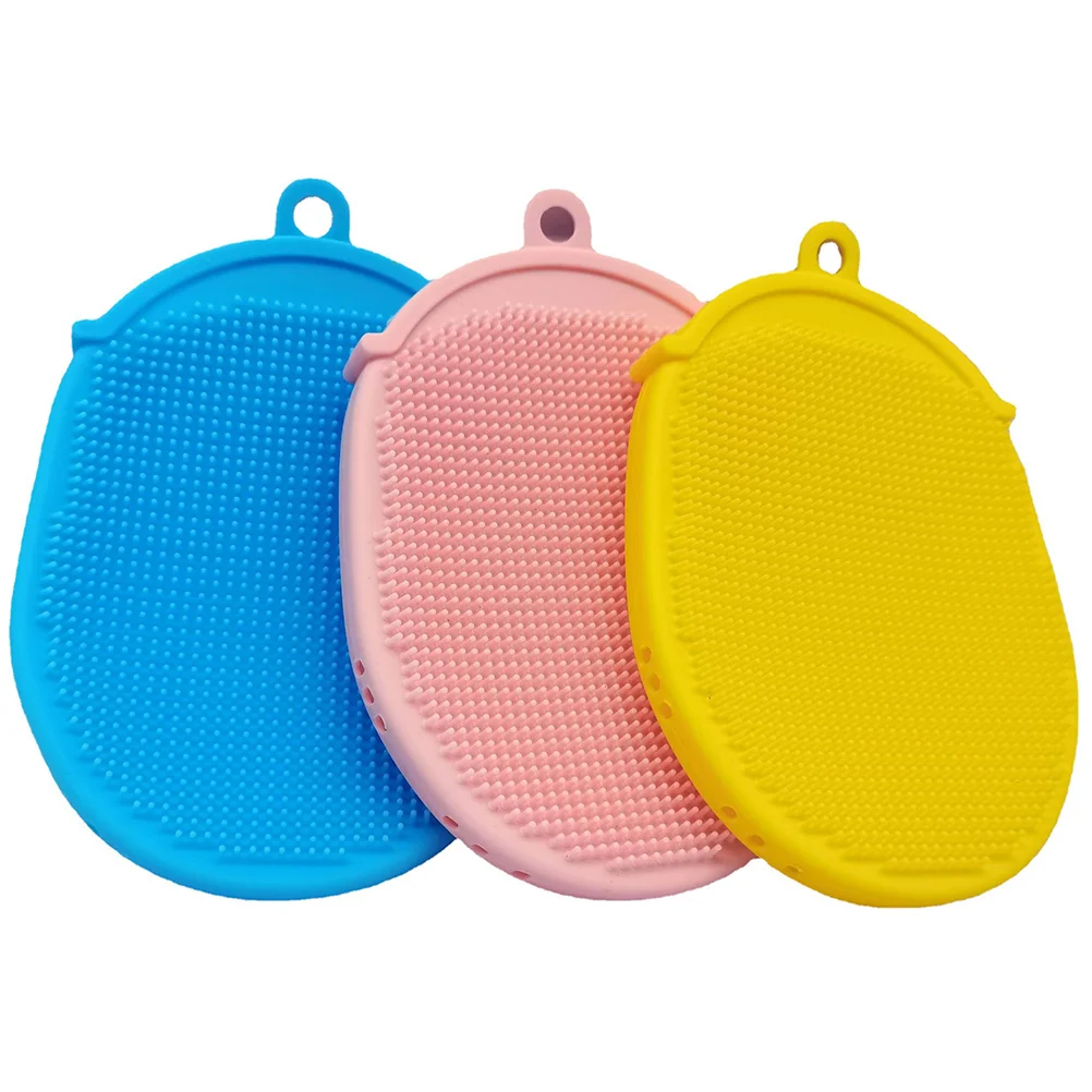 

3pcs Silicone Body Scrubber Double Sided Bath Brush Back Shower Exfoliating Tool Cleaning Massager Portable Washing Brush Home