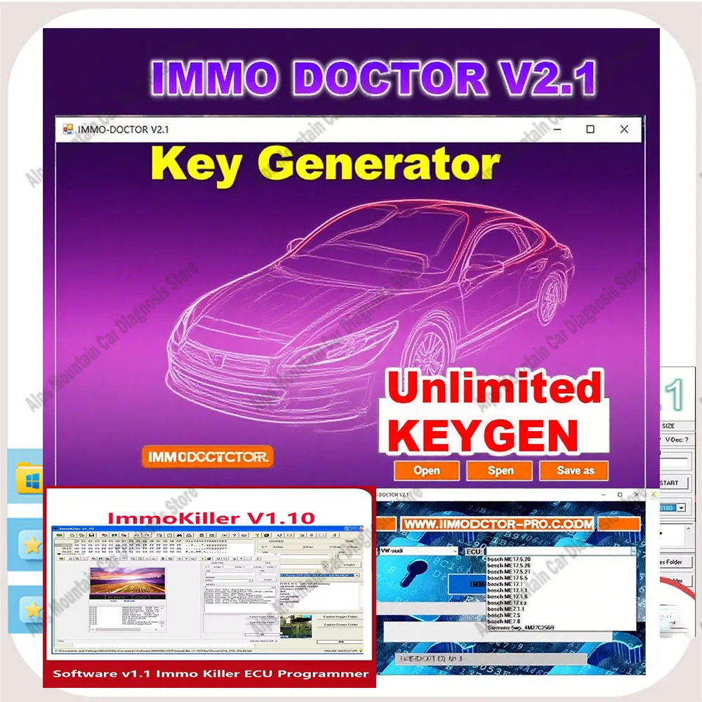 

ImmoKiller V1.1 obd 2 scanner Tools + IMMO DOCTOR V2.1 Unlimited KEYGEN Multi Brand Software for ECU Chip Tuning Sim2k MT38 ME17