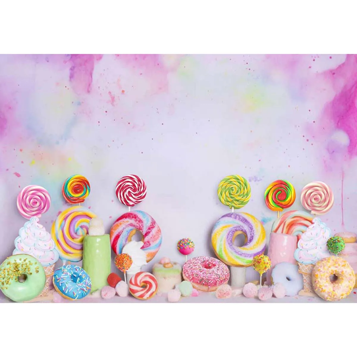 

Allenjoy Colorful Sweet Donuts Candy Photography Backdrop for Kids