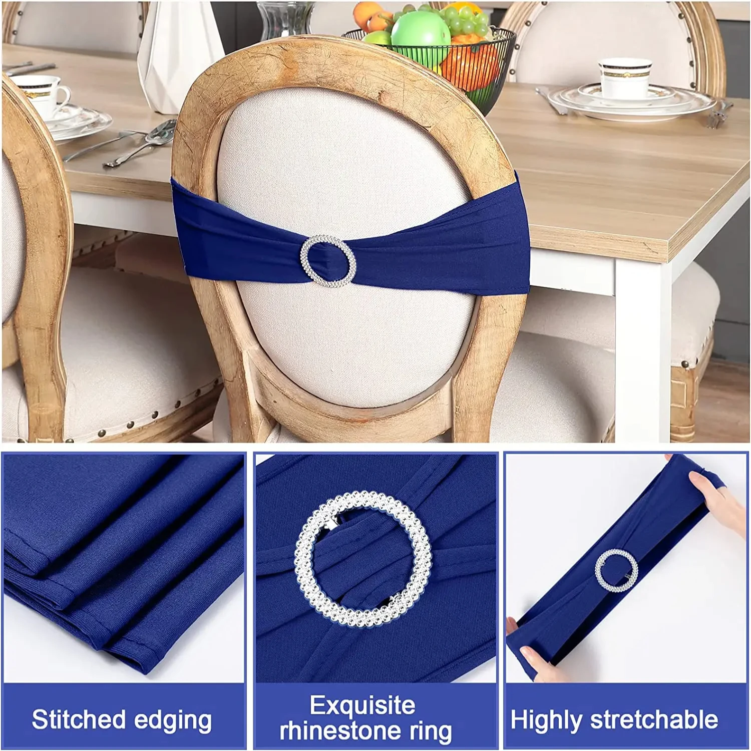 

20pcs Multifunctions Spandex Chair Sash Wedding Chair Knots With Buckle Stretch Sash Hotel Party Banquet Event Decoration