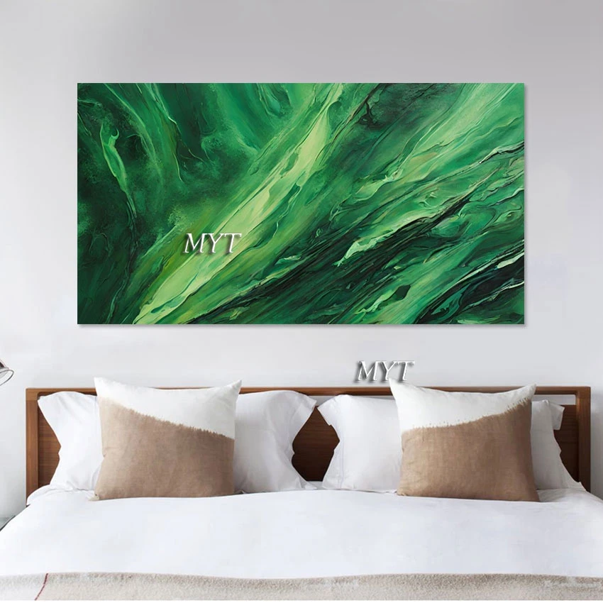 

Large Size Home Wall Decoration Thick Green Texture Abstract Canvas Painting Design Handmade Modern Art Picture For Living Room