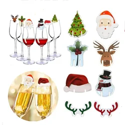 10PCS/set Christmas Cup Card Xmas Party Santa Hat Wine Glass Decoration Home Table Place Decorations Christmas Party Supplies
