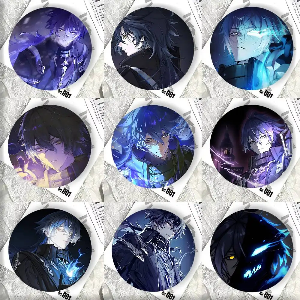 Game Genshin Impact Anime Flins Badge Tinplate Round Laser Brooch Clothes Backpack Accessories Lapel