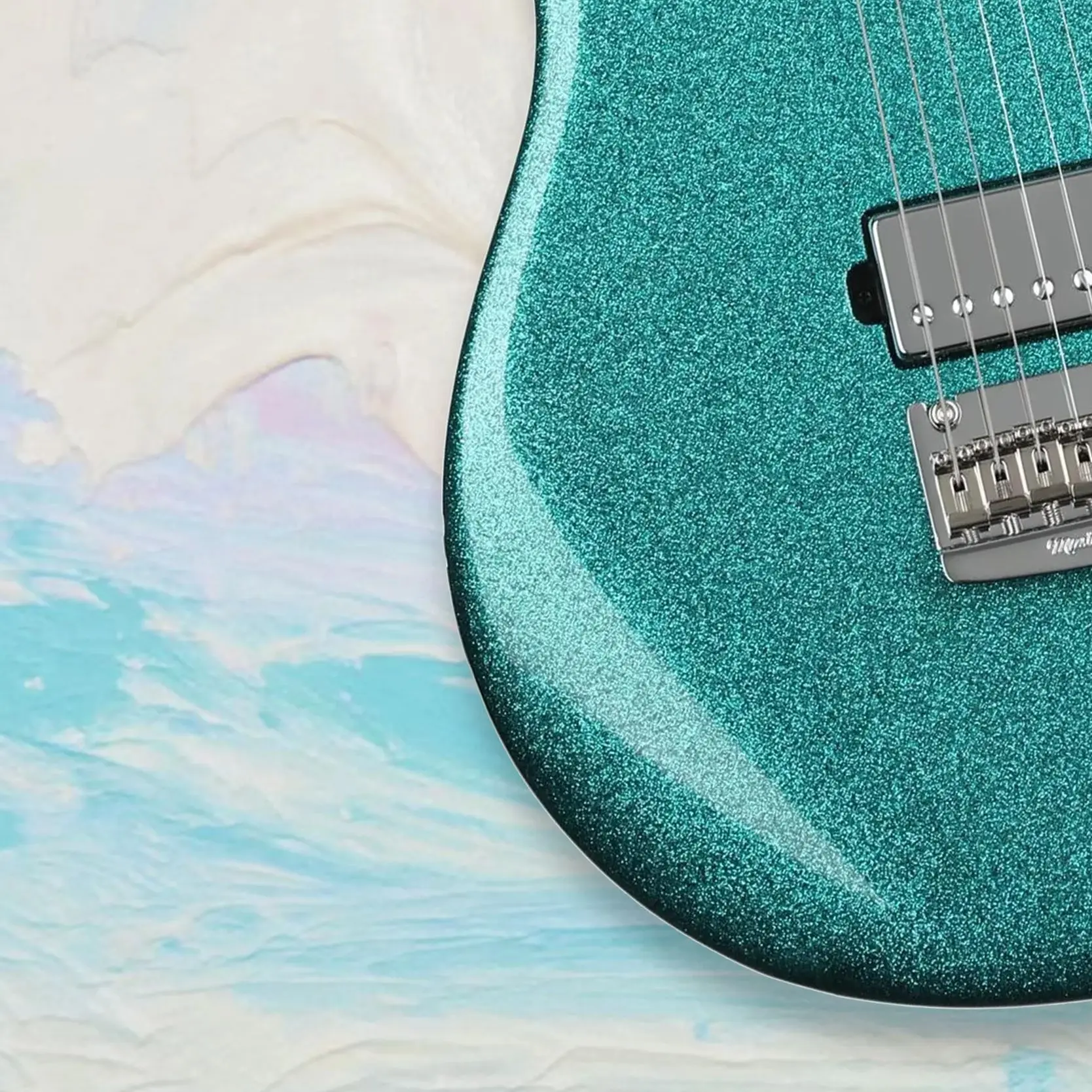 Customized Electric Guitar with Ocean Sparkle,Tremolo Bridge, Double Cutaway Body, Passive Pickups, Chrome Hardware