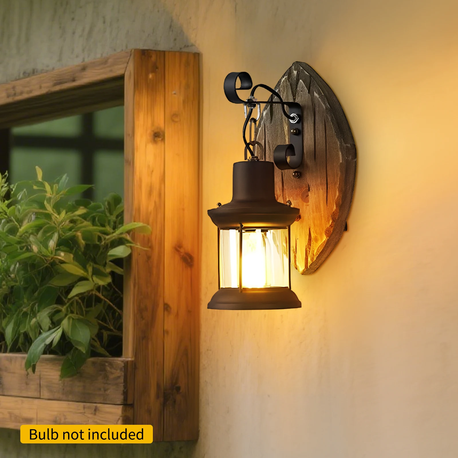 Vintage Wandleuchte Retro Antik Industrie Garten Holz Wandleuchte Außenwandleuchte Laterne Wandleuchte E27