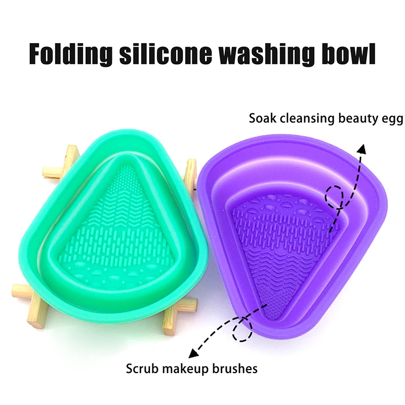 Siliconen make-upborstelreiniger Opvouwbare spons Bladerdeeg Reinigingskom Oogschaduwborstels Wassen Zachte mat Schoonheidstools Scrubber Box