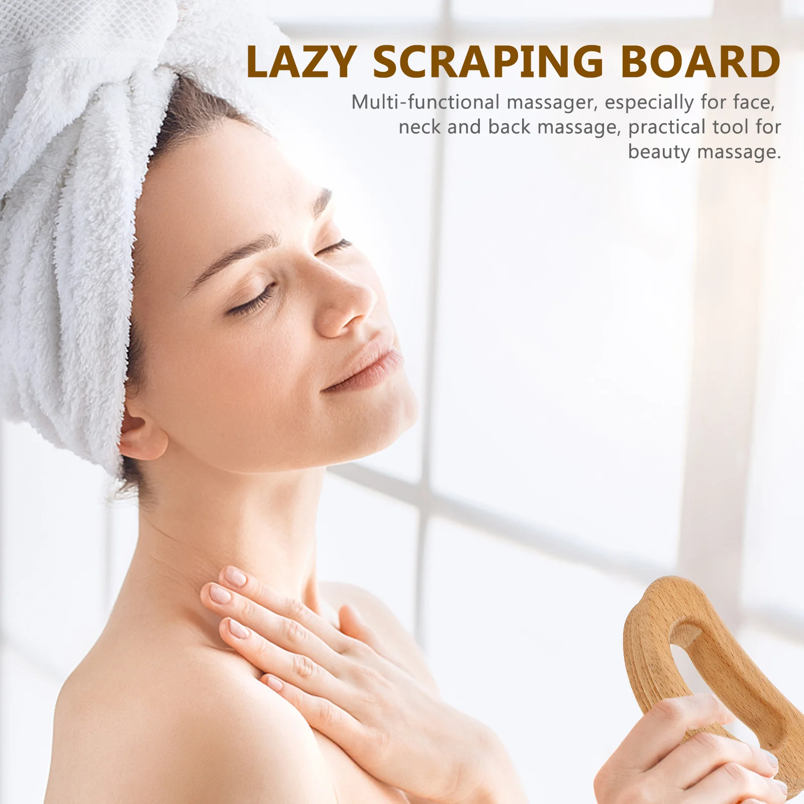 Deep Groove Wood Massager Handheld Neck Shoulder Back Massage Tool for Muscle Fatigue Relief Portable Wooden Massaging Tool