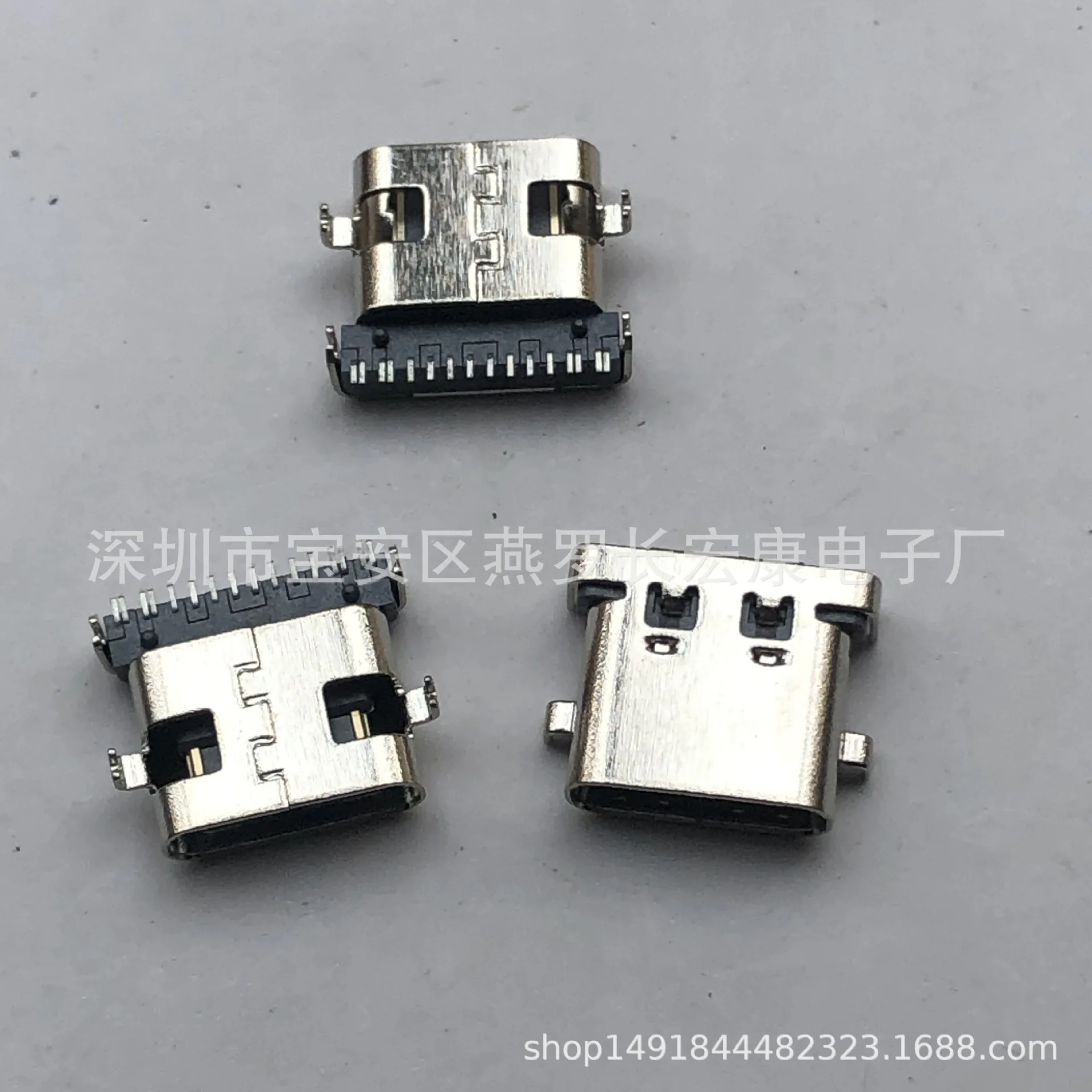 For TYPE-C 16Pin female seat, sinking plate 1.0 increased spacing SMT column, four-pin plug board