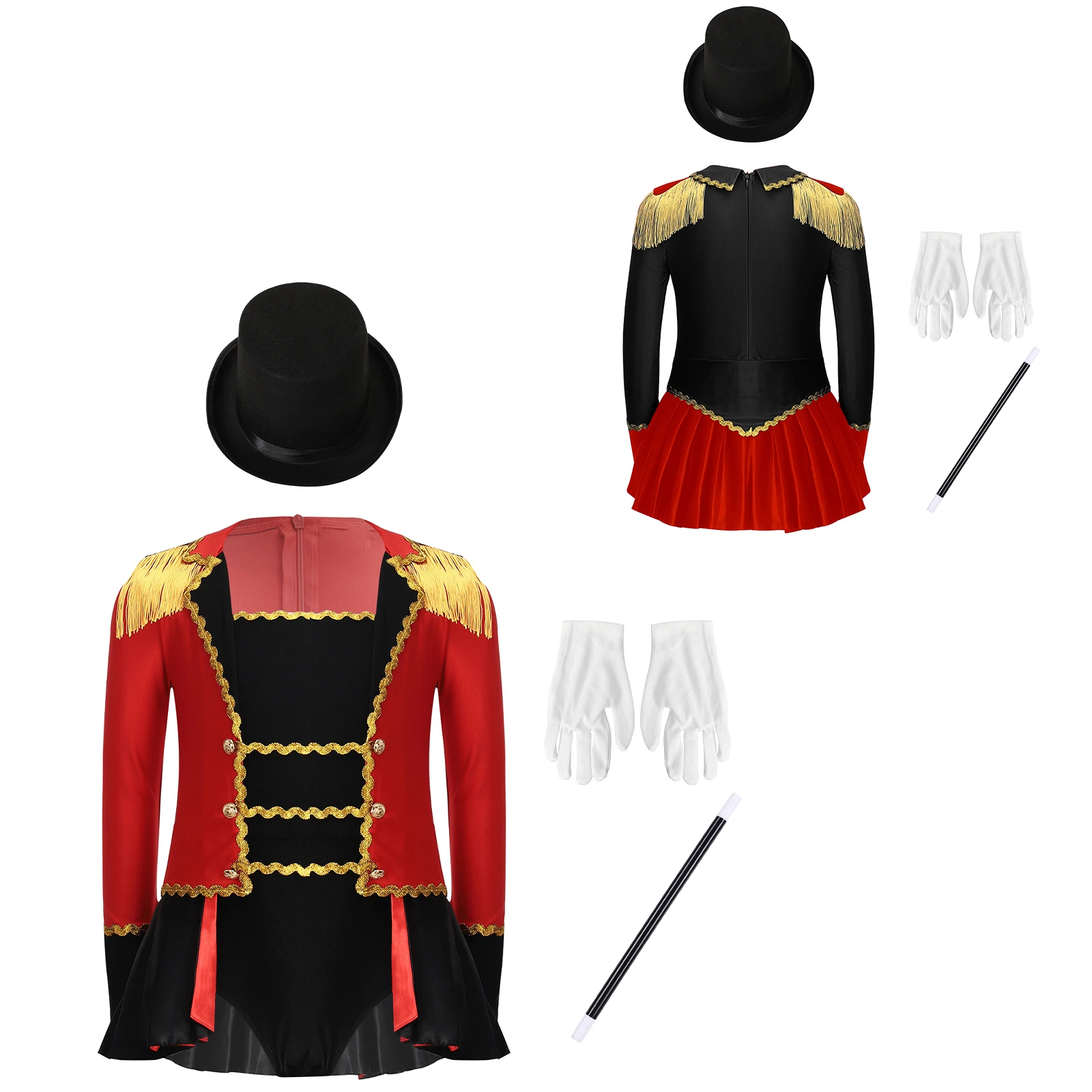 

Children Striped Ballet Dance Leotard Sequins Bodysuit Girls Trapeze Ringmaster Magician Jumpsuit Halloween Circus Costume