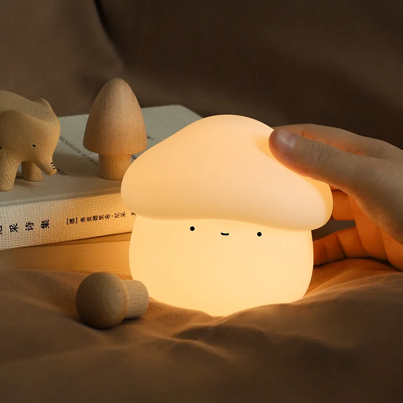 

New Mushroom Small Night Lamp Cute Silicone Sleeping Timing Night Light Bedside Interesting Charging Ambience Light Room Decor