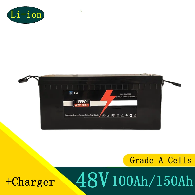 

48v 150AH li-ion Lithium Replace power battery 48v 100Ah 5kwh 7kwh for Golf cart backup RV EV inverter Solar System +10A charger