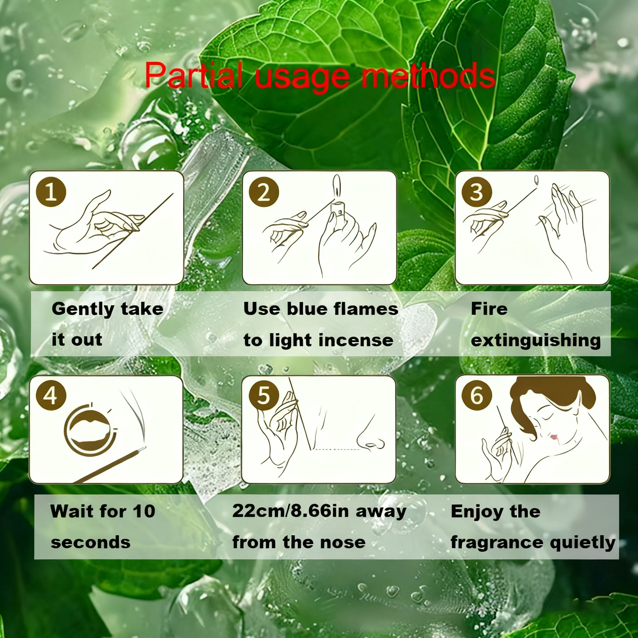 عصا الروائح بالنعناع الطازج، تساعد النعناع على تحديث العقل وتحسين جودة الهواء، مناسبة لليوجا والتأمل، المنزل، غرفة المعيشة، غرفة الشاي، الفندق، الأنشطة الخارجية، سهلة الحمل