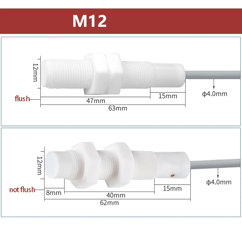 M12 corrosion-resistant PTFE capacitive proximity switch non-metal detection switch material line sensor