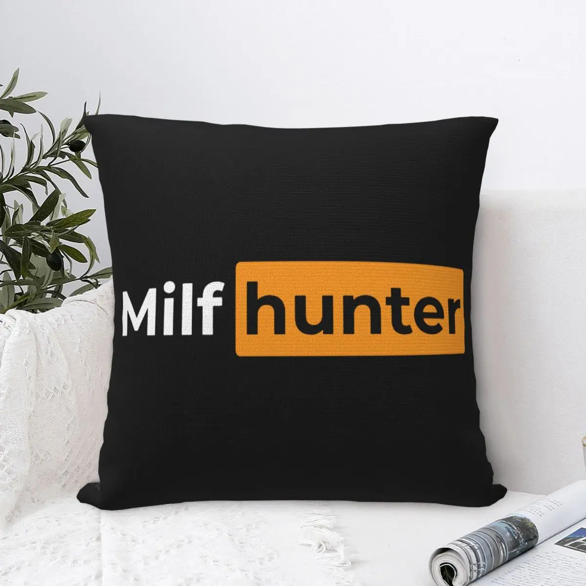 Funny Milf Hunter Square Pillow Case Cushion Covers Novelty Zipper Decor Pillowcase for Sofa 40x40cm