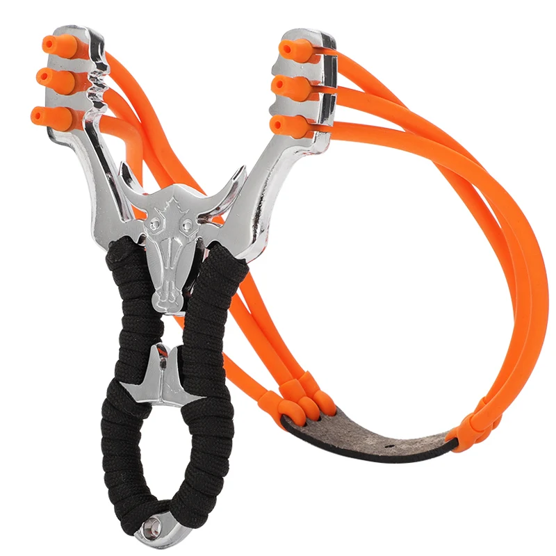 

Outdoor Toys For Kids Powerful Alloy Slingshot Hunting Thick Wrist Band Catapult Sports Outdoor Hunting Slingshot Bow Rubber