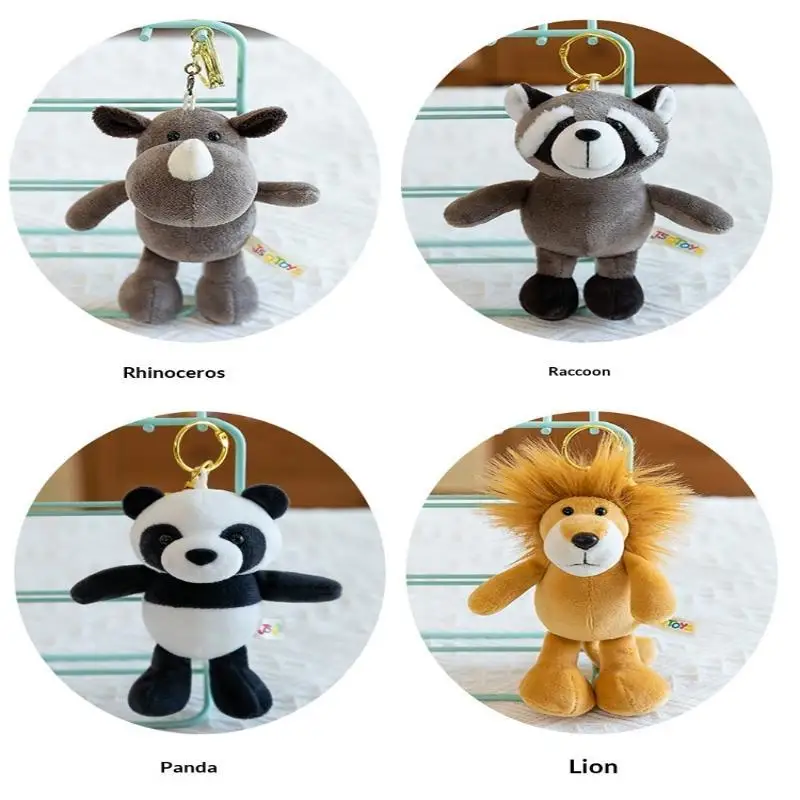 Niedlicher Cartoon-Tier-Plüsch-Schlüsselanhänger 15 cm Schildkröte Elefant Tiger Löwe Nilpferd Waschbär Bulldogge Katze Pinguin Affe Plüschtier – Detail 12