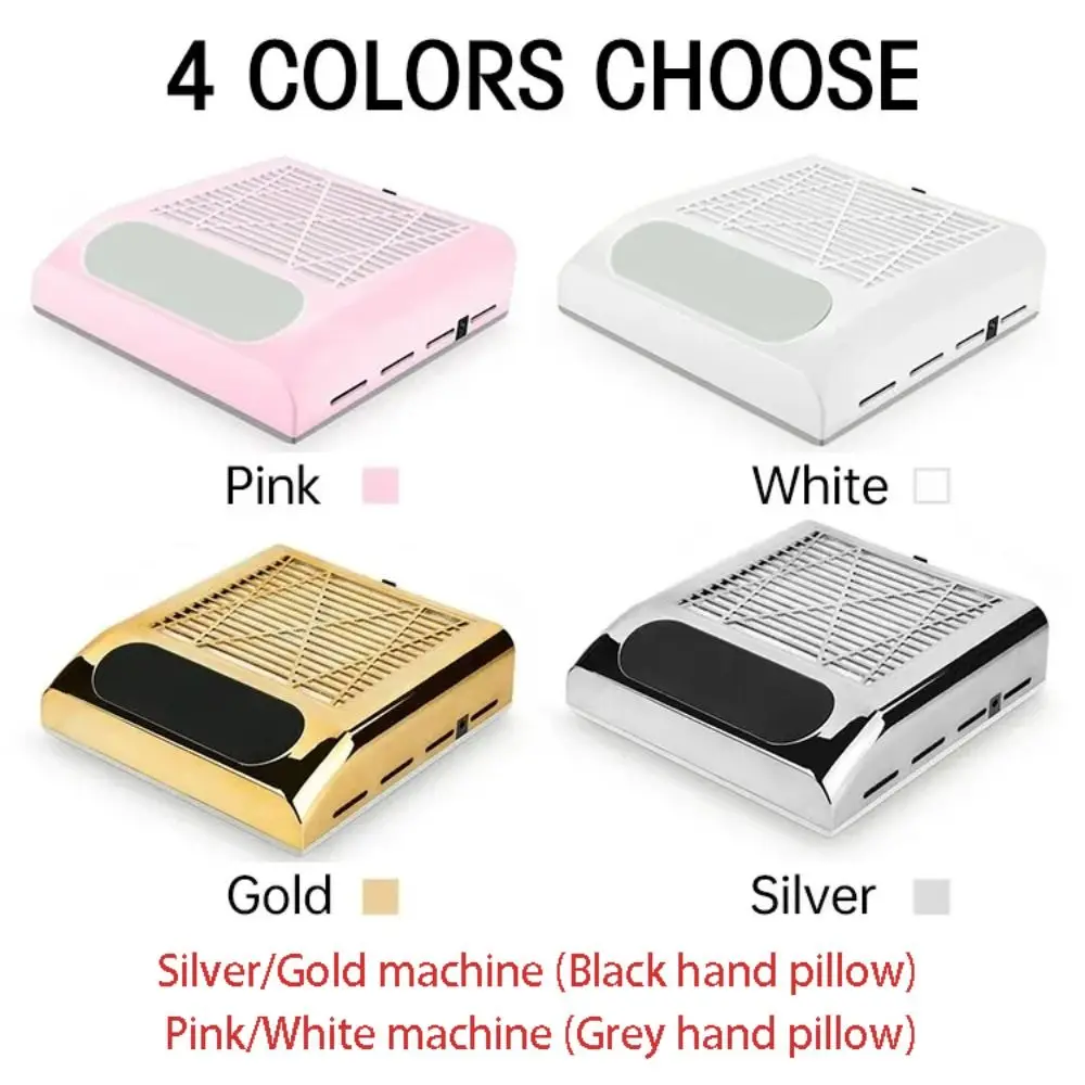 Colector de polvo de uñas de 80W, pantalla de filtro extraíble, aspiradora de polvo de uñas de poco ruido, potente ventilador Extractor de succión