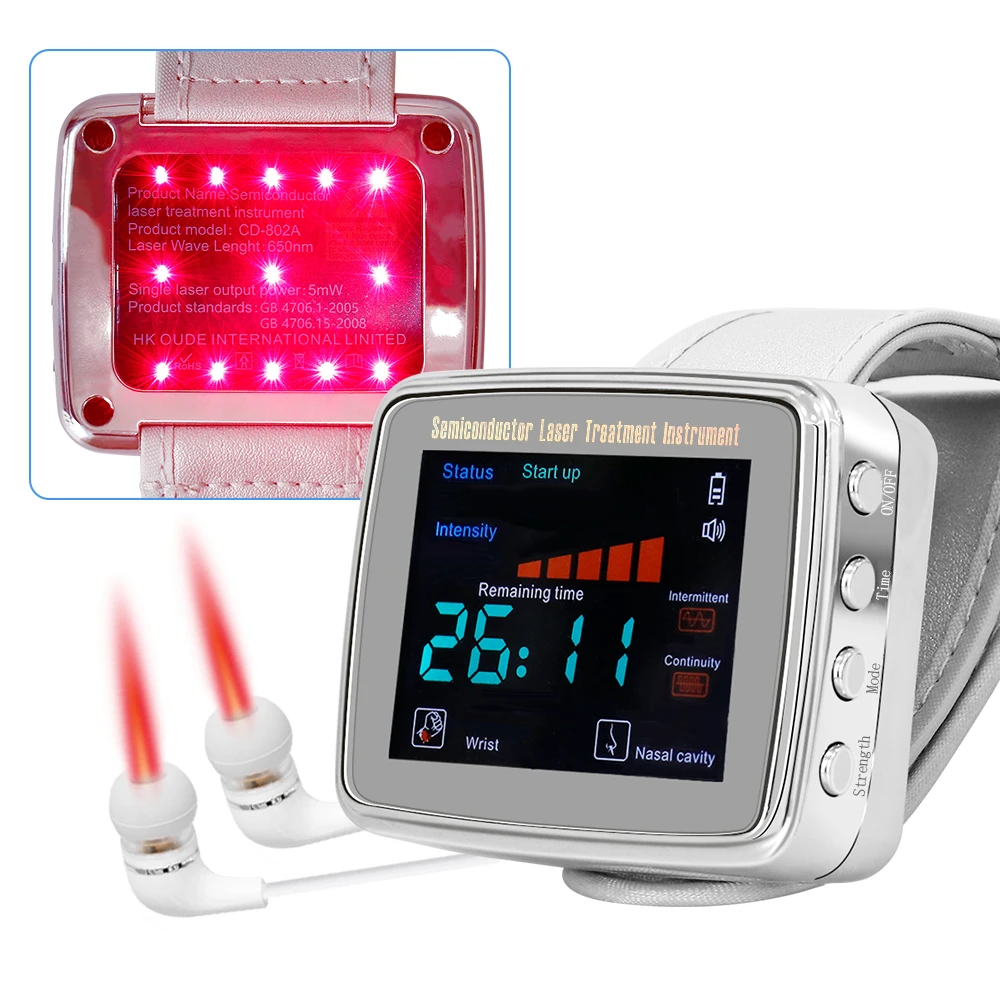 650nm Laser LLLT Watch Phototherapy Board Diabetes Cholesterol Hypertension Treatment Therapy Nose Rhinitis Sinusitis Tinnitus