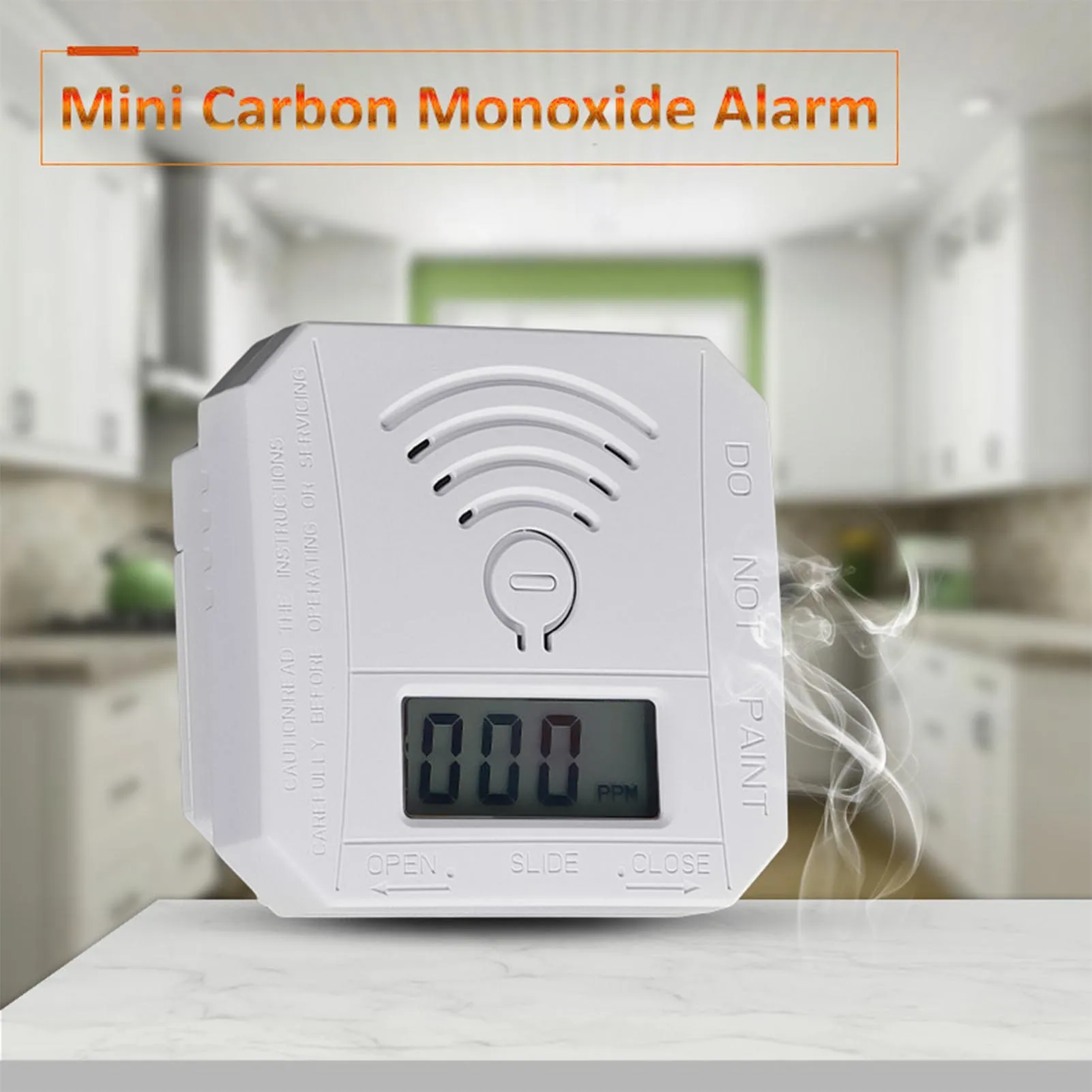 ACJ Mini Carbon Monoxide Alarm Detector CO Sensor Battery Powered With LED Digital Display Sound Warning Suitable For Home