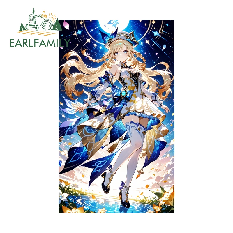 EARLFAMILY Genshin Impact Car Stickers Kawaii Game Girl Surroundings Windshield Decals Chic Car Door PVC Protector Motorcycle
