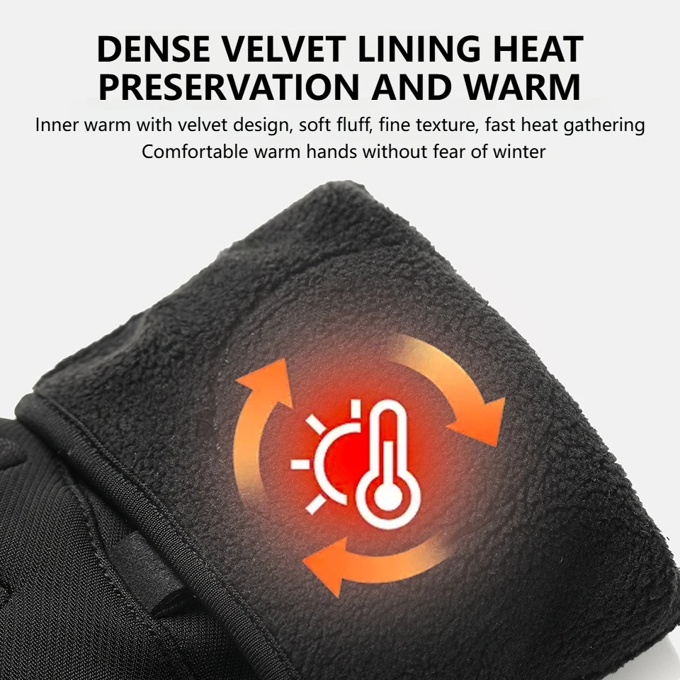 GTUBIKE Men's Winter Thermal Cycling Gloves with Rotating Lacing Buckle Water Repellent MTB Motorcycle Warm Sports Gloves