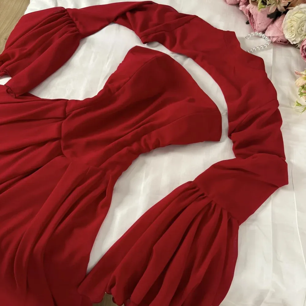 Gaun malam dengan jaket lengan panjang gaun pesta 2024 panjang pergelangan kaki gaun Formal sifon koktail gaun Prom Gown Gown