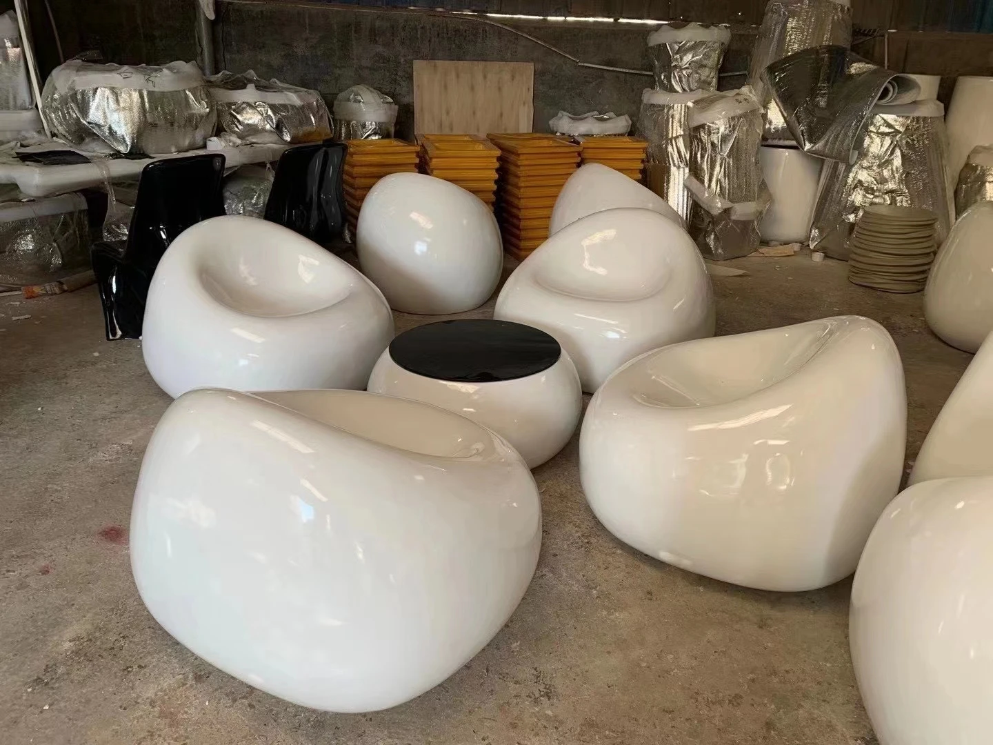 

FRP sofa coffee table combination shopping mall creative beauty Chen leisure seat outdoor park public rest waiting chair