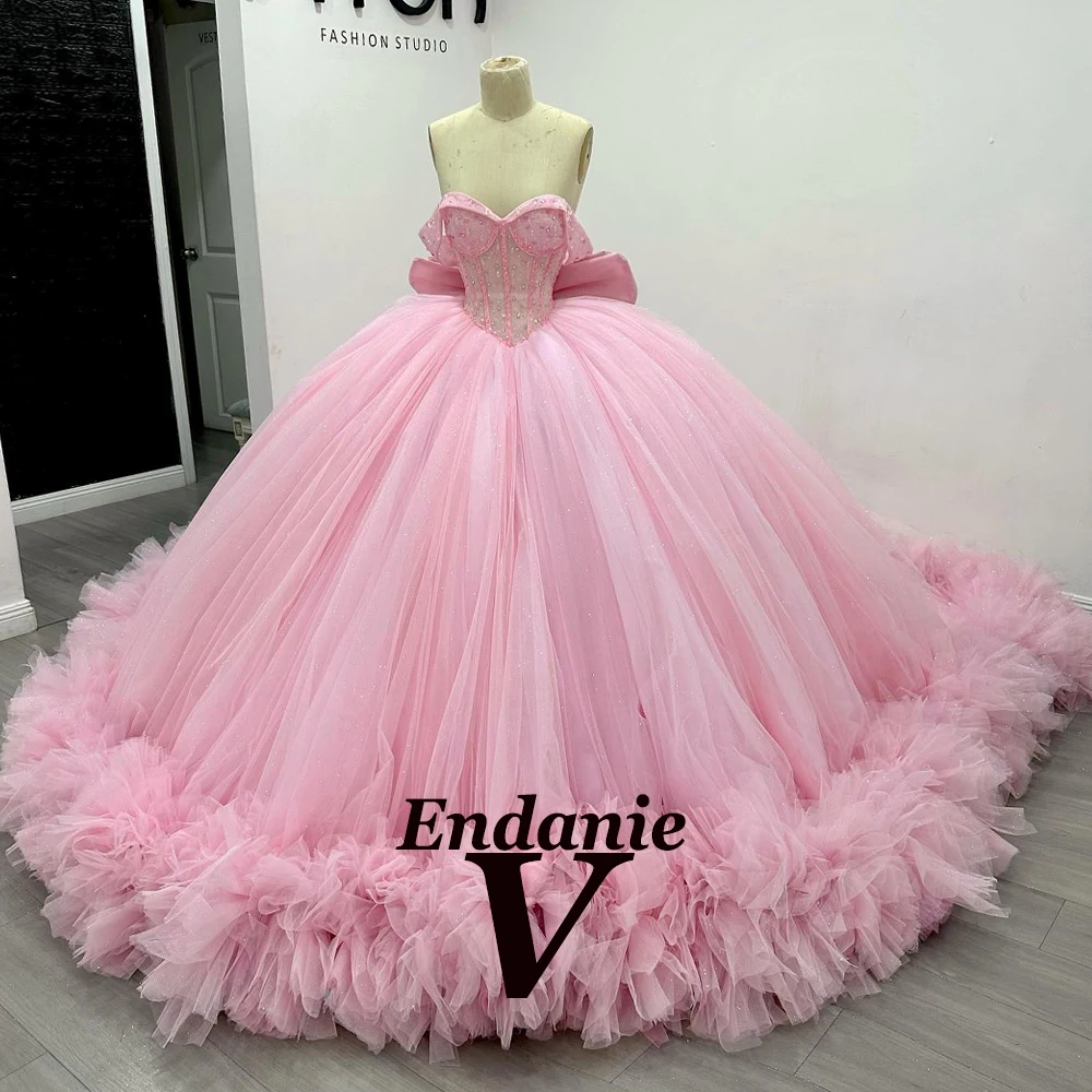 فساتين Quinceanera للأميرة على شكل قلب من Vendanie فساتين Quinceanera للفتيات مكشوفة الكتف وأربطة فيستدو دي Quinceanera مخصصة