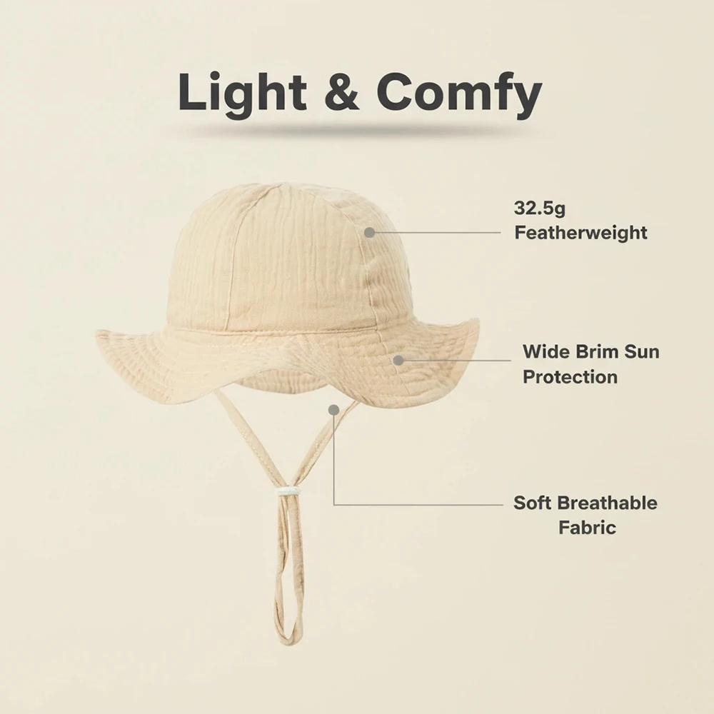 Sombrero de cubo para bebé de 3 a 18 meses, gorros de protección solar para exteriores para niños y niñas, sombrero de Panamá de algodón, sombrero de pescador Unisex para playa para niños