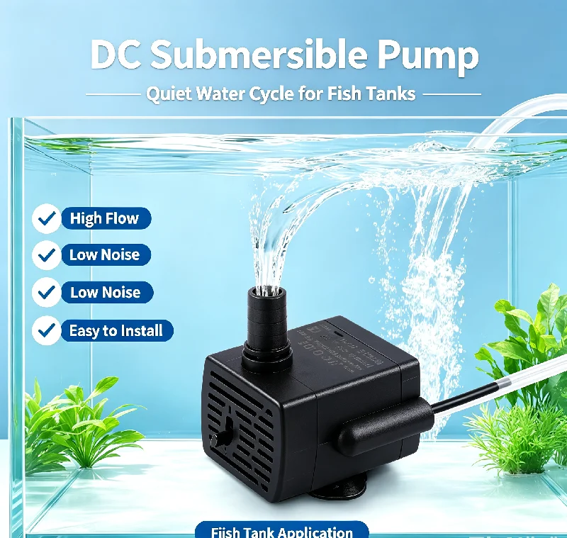 Pompe à eau submersible USB silencieuse et réglable pour aquarium, fontaine pour animaux de compagnie et installations aquatiques DIY
