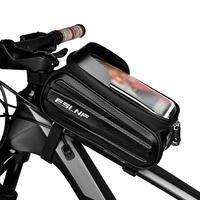 Bicycle Bag Waterproof Bike Bag Waterproof Bicycle Front Frame Bag with Capacity Zipper Touch Screen Phone Holder for Cyclists